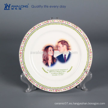 Placas decorativas de 8 pulgadas Fine Bone China para impresión de fotos, placas de pared colgantes decorativas